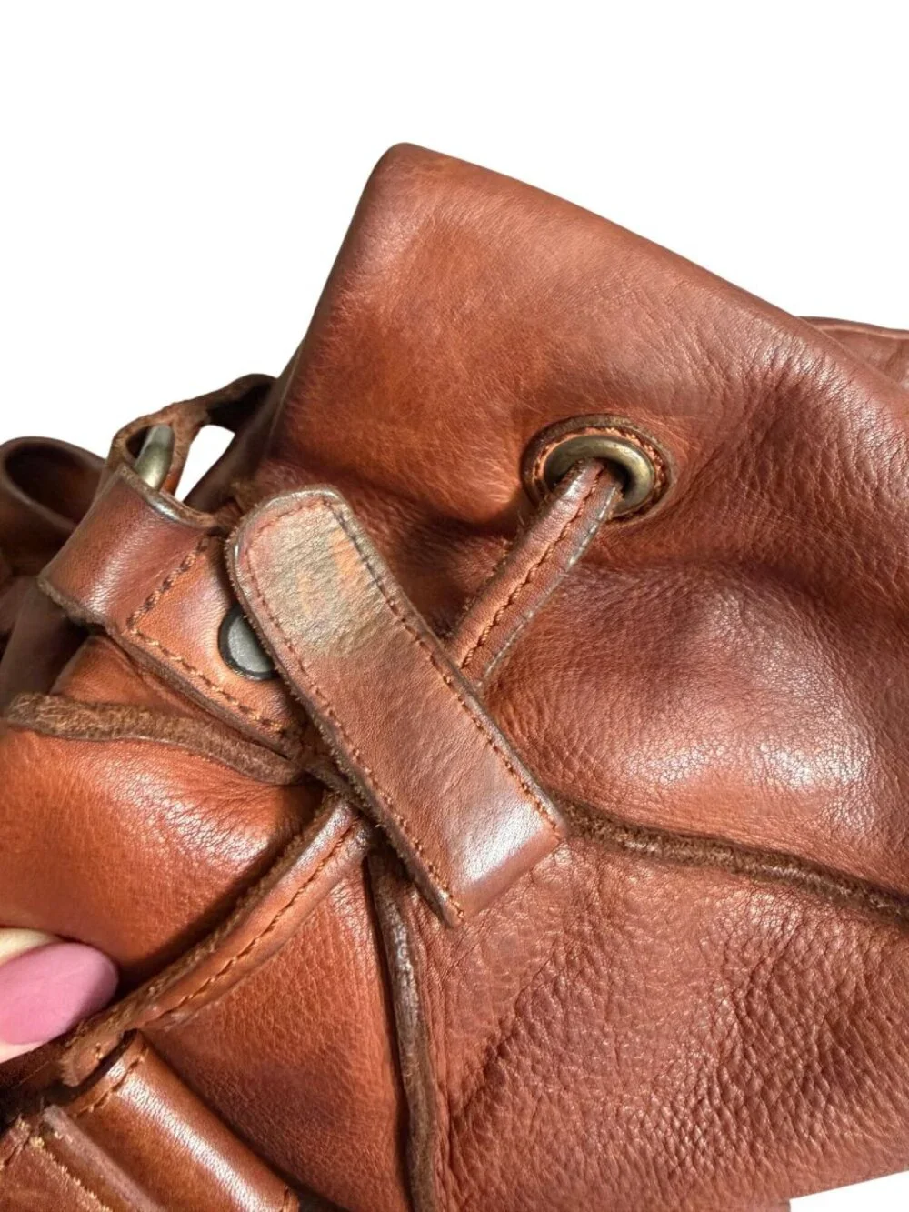 CLEVER CARRIAGE COMPANY Tan Burnished Leather Tote Satchel Bag